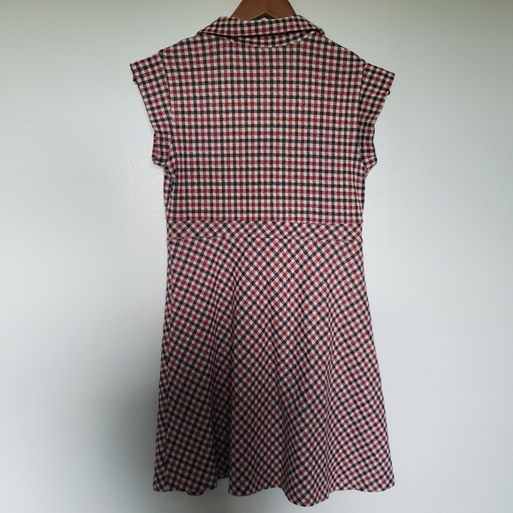 Zara Girls Gingham Print Red & Black Button Up  Collar Dress Size 13-14 - Picture 9 of 12